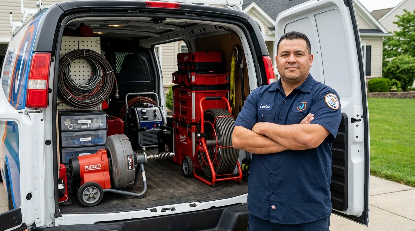 Professional drain cleaning equipment and Johns Plumbing LLC plumber in Kent City