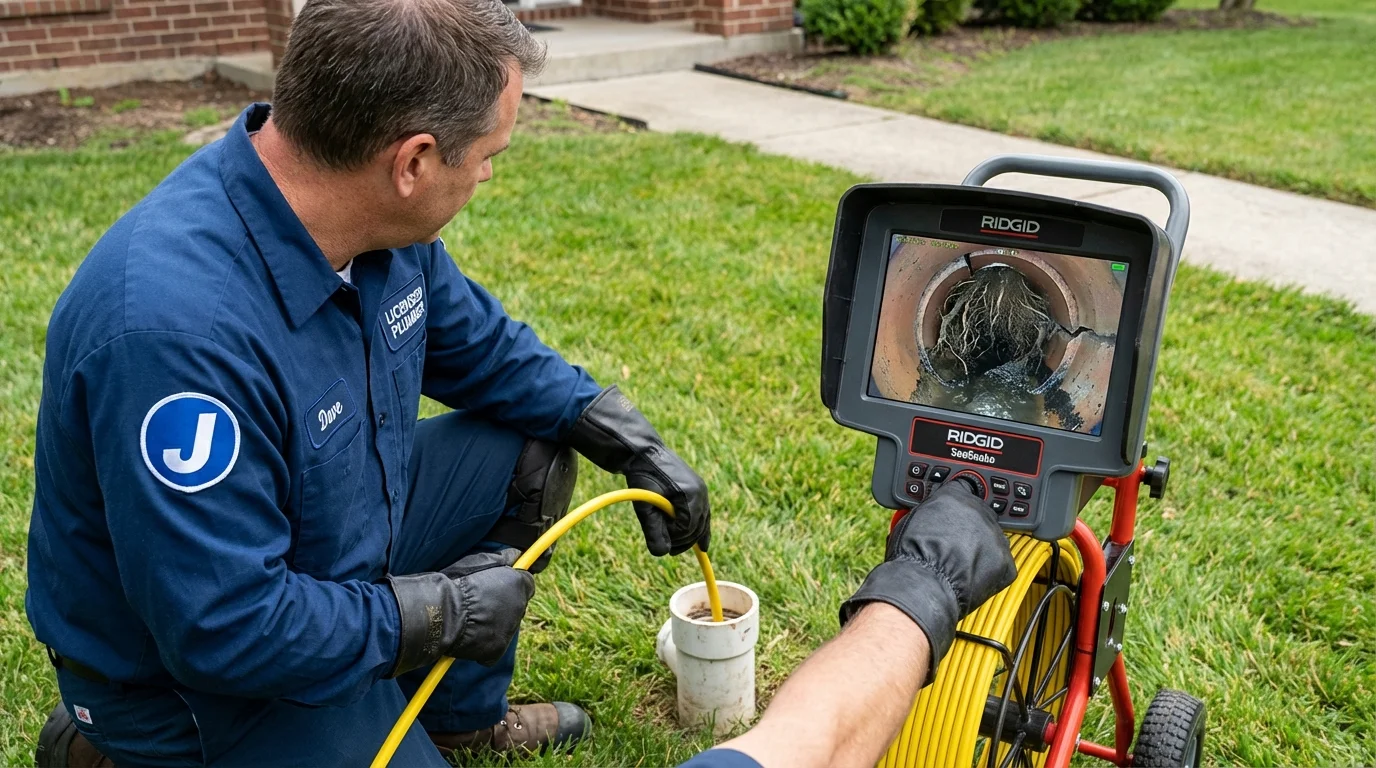 Sewer camera inspection being performed by Johns Plumbing LLC in Kent City