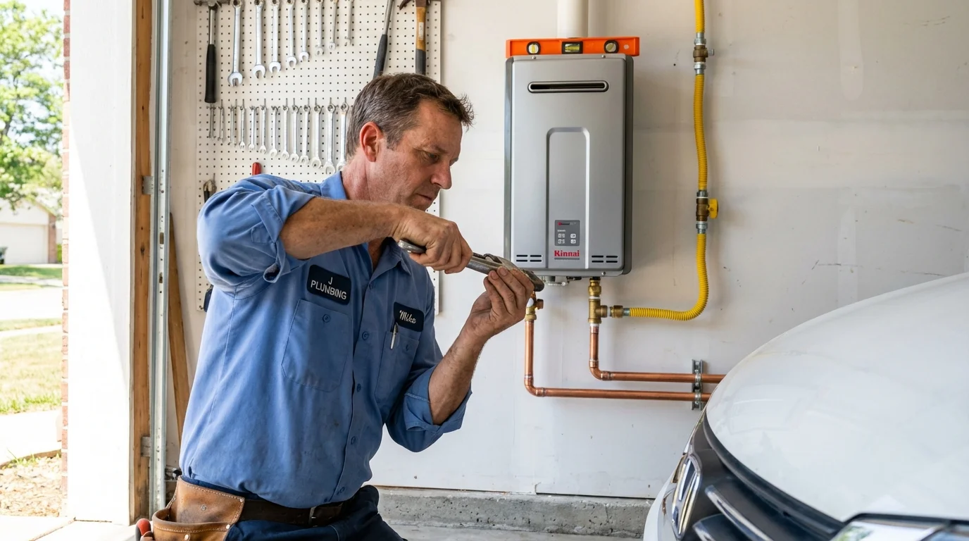 Tankless water heater installation by a Johns Plumbing LLC plumber in Kent City